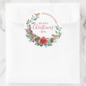 Robin & Christmas Blume & Heiligenkranz Runder Aufkleber (Tasche)