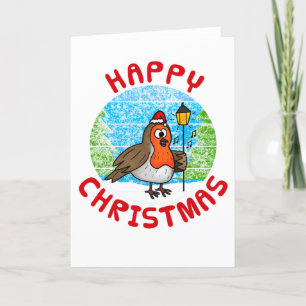 Robin Christmas Card Wildlife Carol Singer Funny Dankeskarte