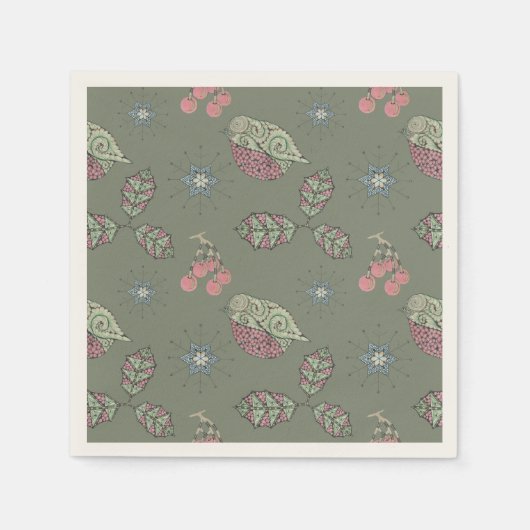 Robin Christmas Doodle Servietten (Vorderseite)