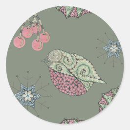 Robin Christmas Labels Runder Aufkleber