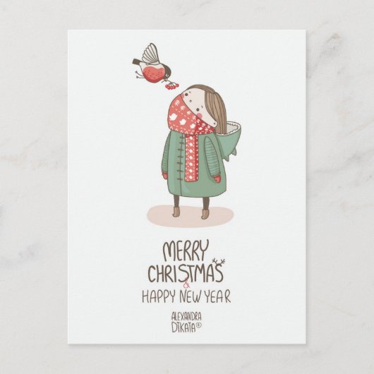 Robin Christmas New Year Feiertagspostkarte (Vorderseite)