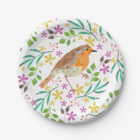 Robin der Vogel von Weihnachten Pappteller (Vorderseite)