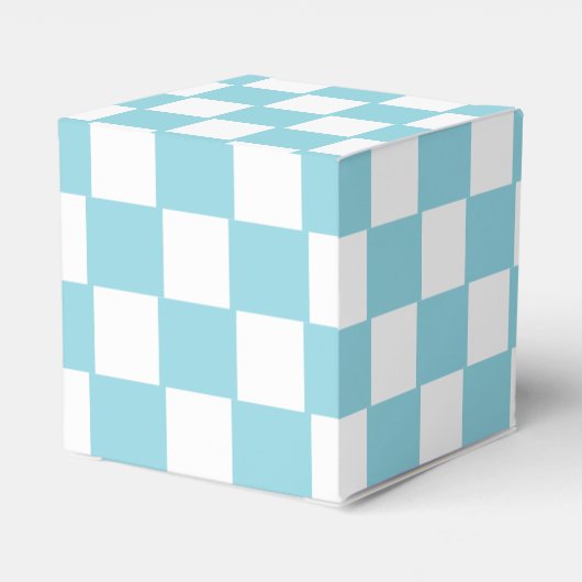 Robin Egg Blau mit weißem Quadrat Muster Classic Geschenkschachtel (Rückseite)