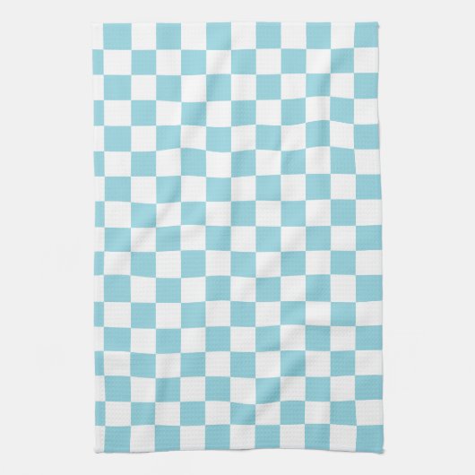 Robin Egg Blau mit weißem Quadrat Muster Geschirrtuch (Vertikal)