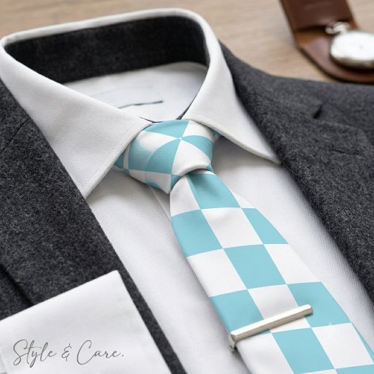 Robin Egg Blau mit weißem Quadrat Muster Krawatte