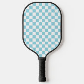 Robin Egg Blau mit weißem Quadrat Muster Pickleball Schläger (Vorderseite)