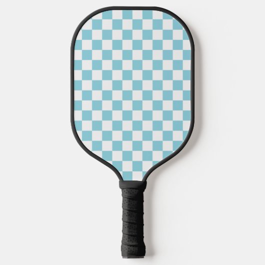 Robin Egg Blau mit weißem Quadrat Muster Pickleball Schläger (Vorderseite)