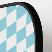 Robin Egg Blau mit weißem Quadrat Muster Pickleball Schläger (Linke Seite)