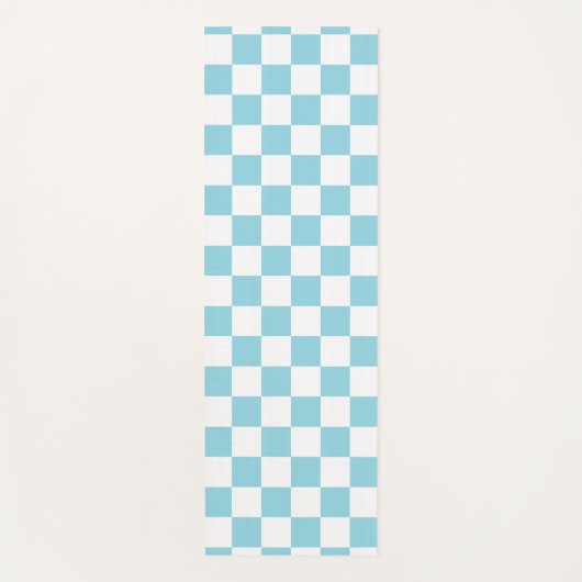 Robin Egg Blau mit weißem Quadrat Muster Yogamatte (Vorderseite)