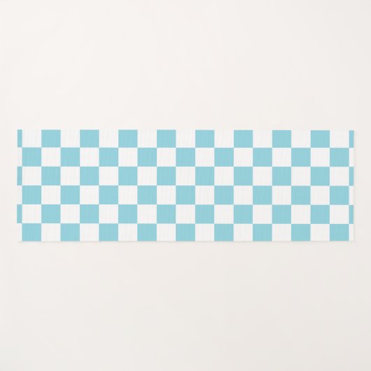 Robin Egg Blau mit weißem Quadrat Muster Yogamatte (Vorderseite (Horizontal))