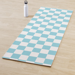 Robin Egg Blau mit weißem Quadrat Muster Yogamatte