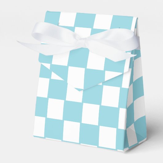 Robin Egg Blau mit weißem Quadrat Muster Zelt Geschenkschachtel (Vorderseite)