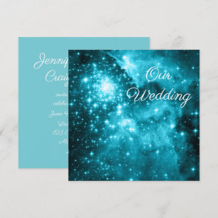 Robin Egg Blau und Aqua Sterne Himmlische Hochzeit Einladung