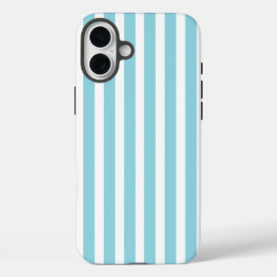 Robin Egg Blau und Weiß Streifen iPhone 16 Plus Hülle