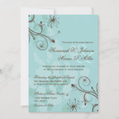 Robin Egg Blue Brown Floral Wedding Einladungen (Vorderseite)