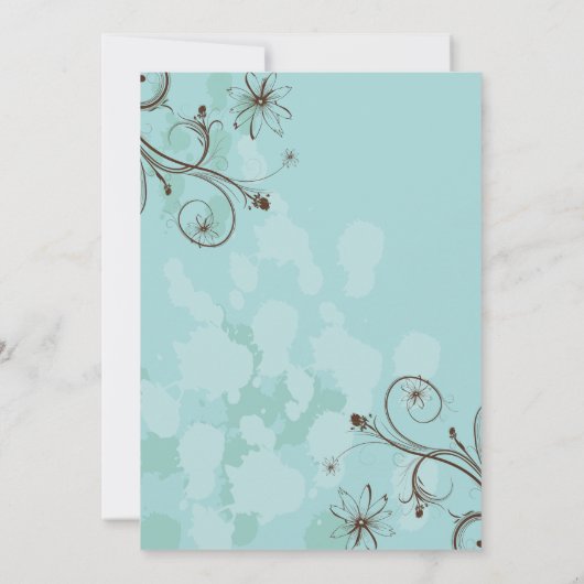 Robin Egg Blue Brown Floral Wedding Einladungen (Rückseite)