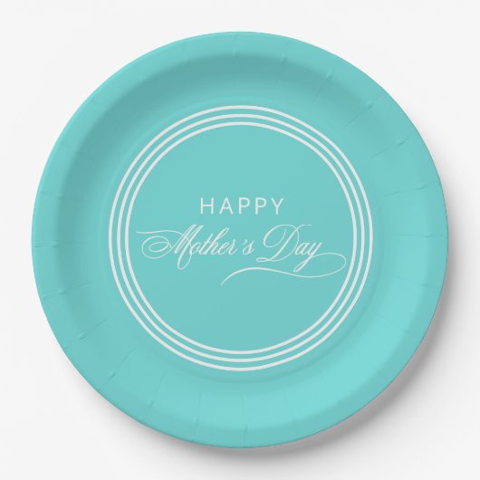 Robin Egg Blue Calligraphy Mother Day Pappteller (Vorderseite)