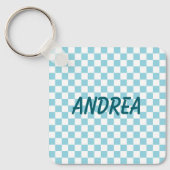 Robin Egg Blue Checkerboard Foto Schlüsselanhänger (Vorderseite)