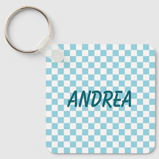Robin Egg Blue Checkerboard Foto Schlüsselanhänger (Vorderseite)