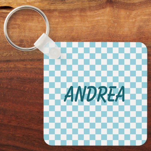 Robin Egg Blue Checkerboard Foto Schlüsselanhänger (Vorderseite)