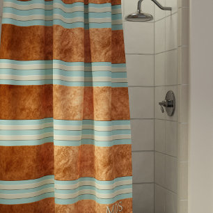 Robin Egg Blue Copper Stripes Duschvorhang