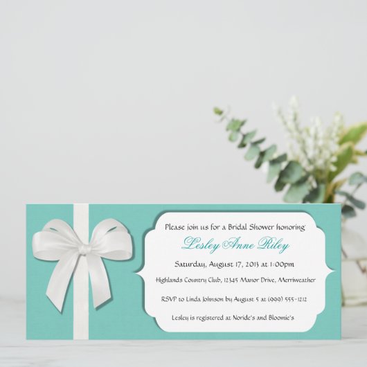 Robin Egg Blue Custom Brautparty lädt ein Einladung (Stehend Vorderseite)