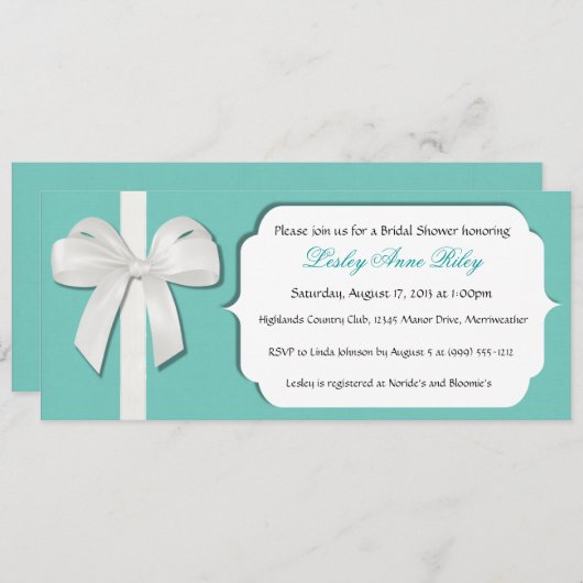 Robin Egg Blue Custom Brautparty lädt ein Einladung (Vorne/Hinten)