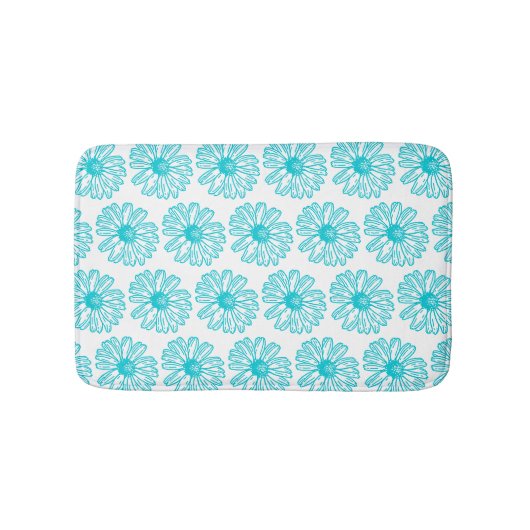 Robin Egg Blue Daisy Print, Hippie Blume Muster Badematte (Vorderseite)