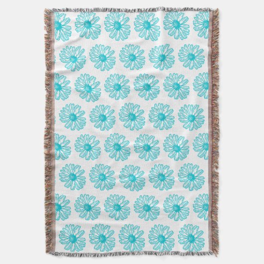 Robin Egg Blue Daisy Print, Hippie Blume Muster Decke (Vorderseite Vertikal)