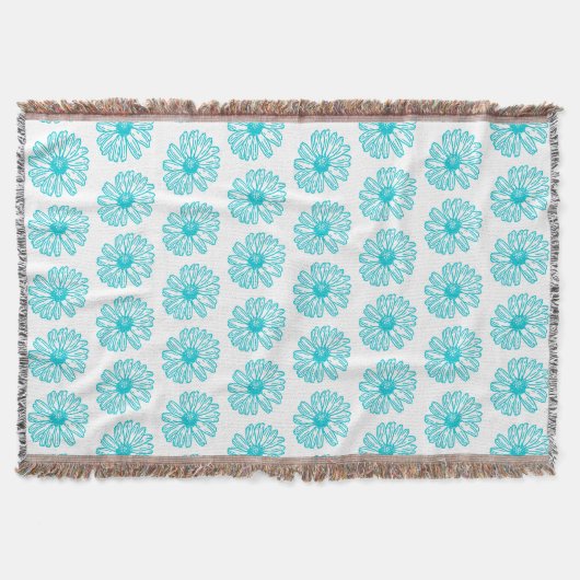 Robin Egg Blue Daisy Print, Hippie Blume Muster Decke (Vorderseite)