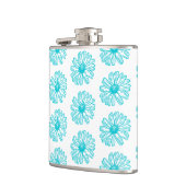 Robin Egg Blue Daisy Print, Hippie Blume Muster Flachmann (Links)