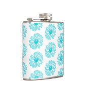 Robin Egg Blue Daisy Print, Hippie Blume Muster Flachmann (Rechts)