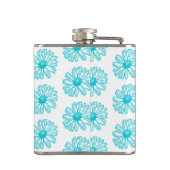 Robin Egg Blue Daisy Print, Hippie Blume Muster Flachmann (Rückseite)