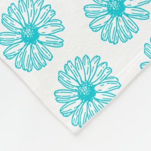 Robin Egg Blue Daisy Print, Hippie Blume Muster Fleecedecke