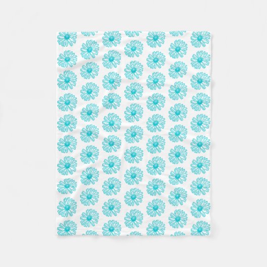 Robin Egg Blue Daisy Print, Hippie Blume Muster Fleecedecke (Vorderseite)