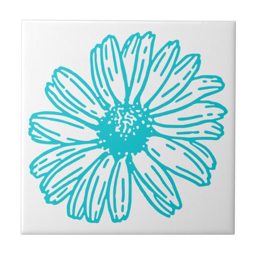 Robin Egg Blue Daisy Print, Hippie Blume Muster Fliese (Vorderseite)