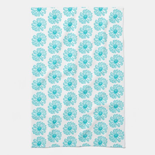 Robin Egg Blue Daisy Print, Hippie Blume Muster Geschirrtuch (Vertikal)