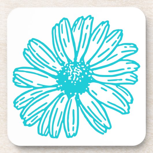 Robin Egg Blue Daisy Print, Hippie Blume Muster Getränkeuntersetzer (Vorderseite)