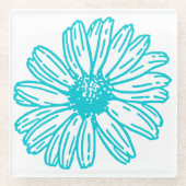 Robin Egg Blue Daisy Print, Hippie Blume Muster Glasuntersetzer (Vorderseite)