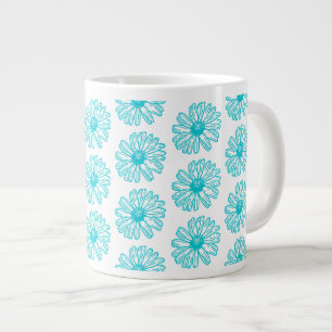 Robin Egg Blue Daisy Print, Hippie Blume Muster Jumbo-Tasse