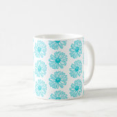 Robin Egg Blue Daisy Print, Hippie Blume Muster Kaffeetasse (VorderseiteRechts)