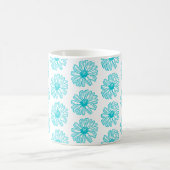 Robin Egg Blue Daisy Print, Hippie Blume Muster Kaffeetasse (Mittel)
