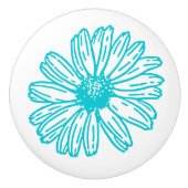 Robin Egg Blue Daisy Print, Hippie Blume Muster Keramikknauf (Vorderseite)