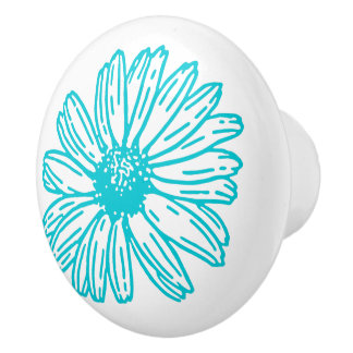 Robin Egg Blue Daisy Print, Hippie Blume Muster Keramikknauf