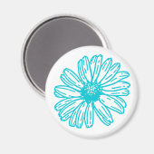 Robin Egg Blue Daisy Print, Hippie Blume Muster Magnet (Vorderseite/Rückseite)