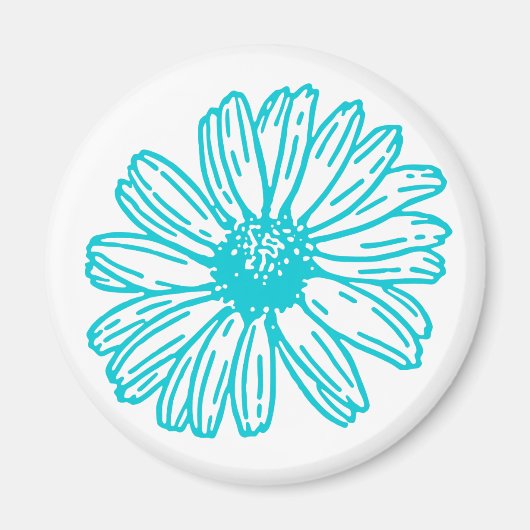 Robin Egg Blue Daisy Print, Hippie Blume Muster Magnet (Vorne)