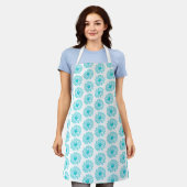 Robin Egg Blue Daisy Print, Hippie Blume Muster Schürze (Getragen)