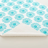 Robin Egg Blue Daisy Print, Hippie Blume Muster Sherpadecke (3/4)