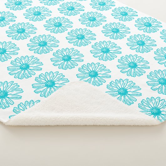 Robin Egg Blue Daisy Print, Hippie Blume Muster Sherpadecke (3/4)