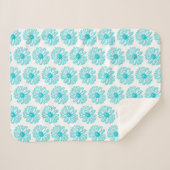 Robin Egg Blue Daisy Print, Hippie Blume Muster Sherpadecke (Vorderseite (Horizontal))